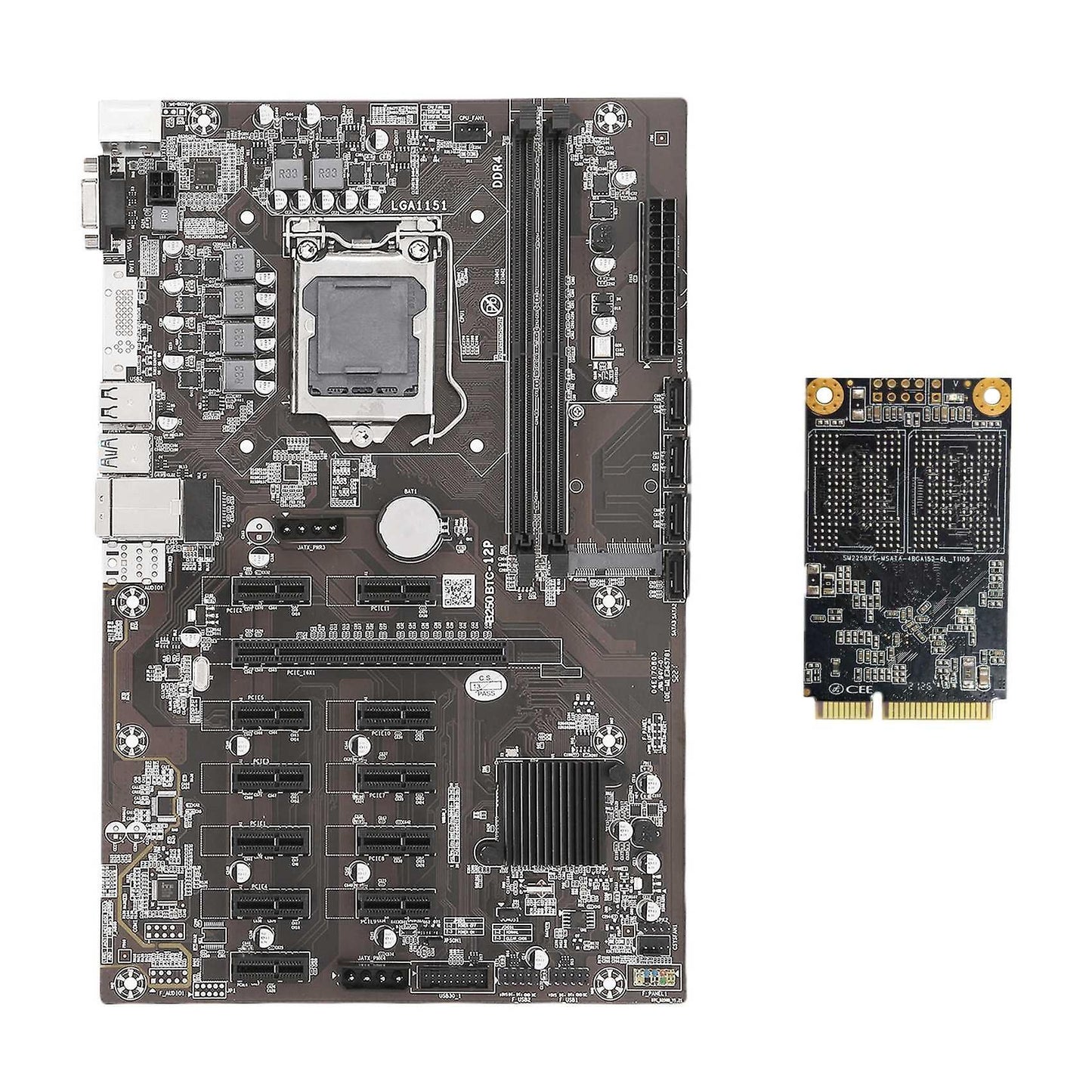 B250b Eth Mining Motherboard+128g Msata Ssd Ddr4 for Btc Miner Mining
