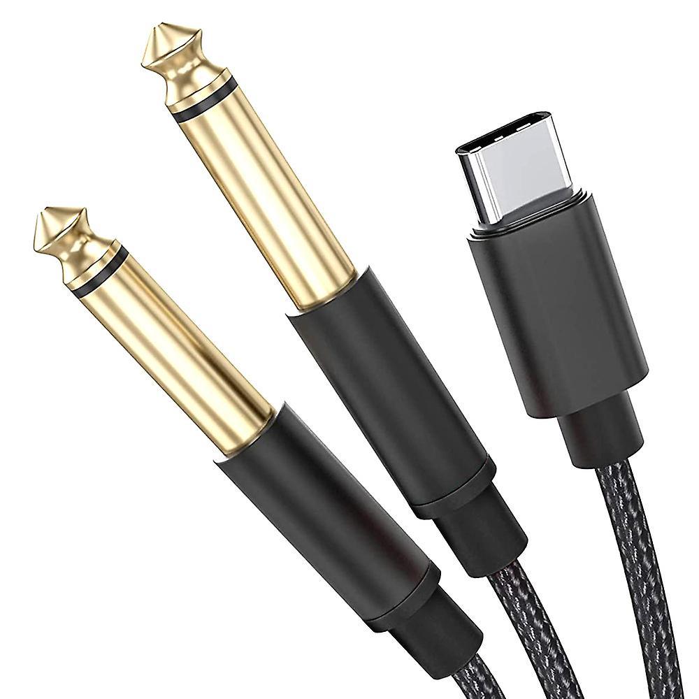 Type-c to Dual 6.35mm Stereo Splitter Y Cable, for Smartphone, Tablet