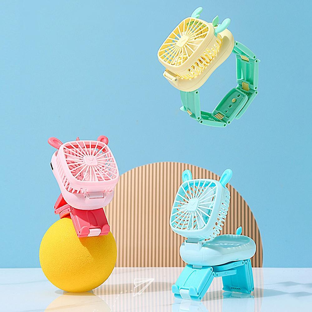 Deformed Animal Watch Fan Mini Cartoon Wrist Charging Usb Fan Pink