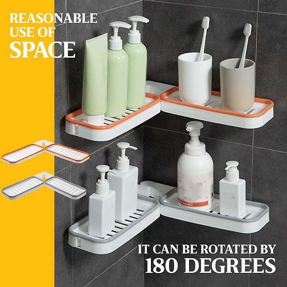 Bathroom Corner Punch-free Rack, Corner Shelf Shower Grey