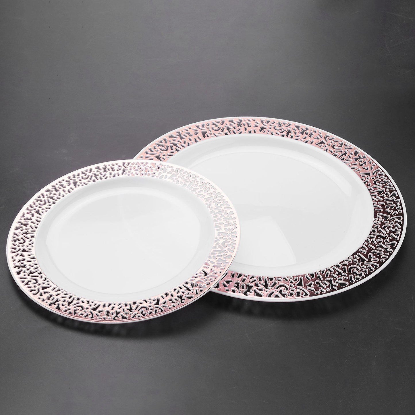 1 Sets Of Rose Gold Disposable Tableware Set Cup Plastic Plate Table