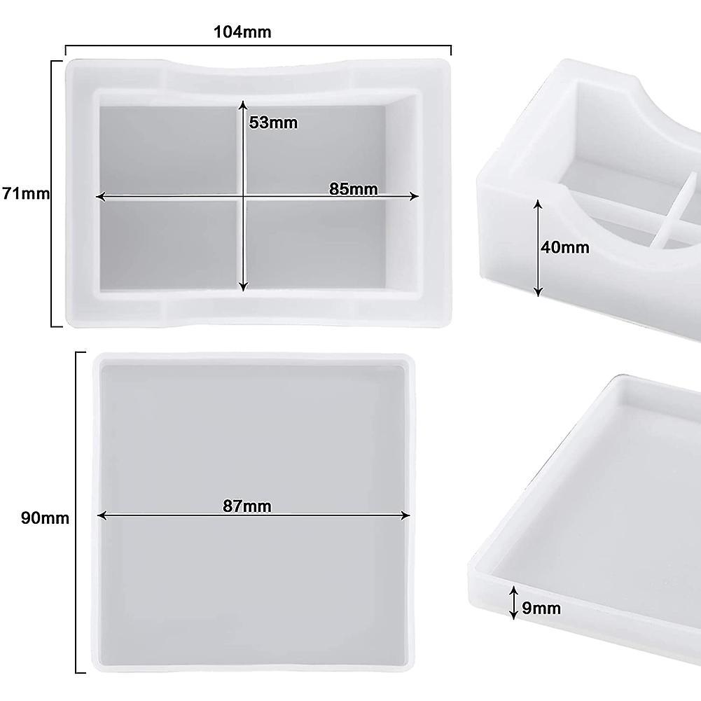 4pcs Square Resin Coaster Mold with Coaster Storage Molds for Casting