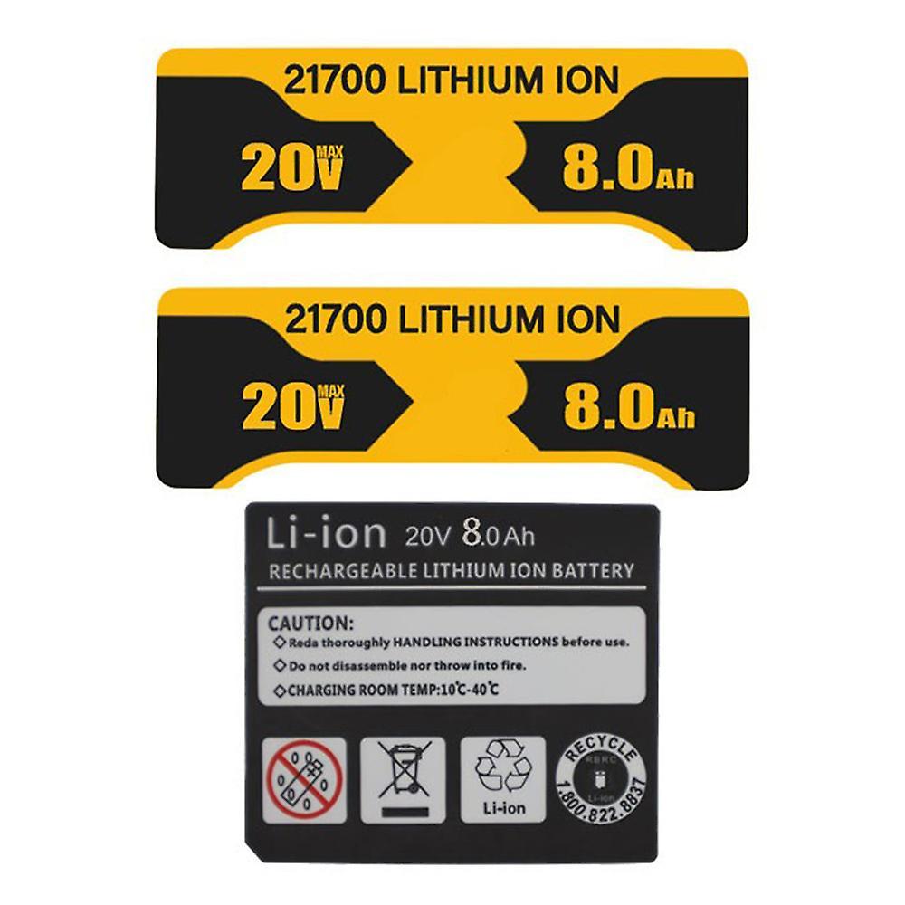 10 Pieces 10 X 21700 Li-ion Battery 8.0ah Sticker for Dewalt Battery