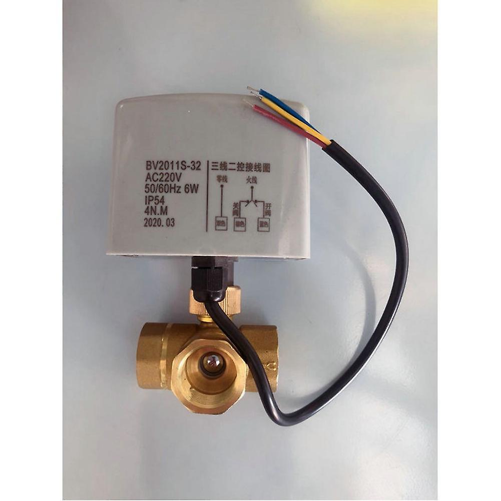 1 Brass Dn32 3-way L-type Three-wire Two-control Ac220v Ball Valve