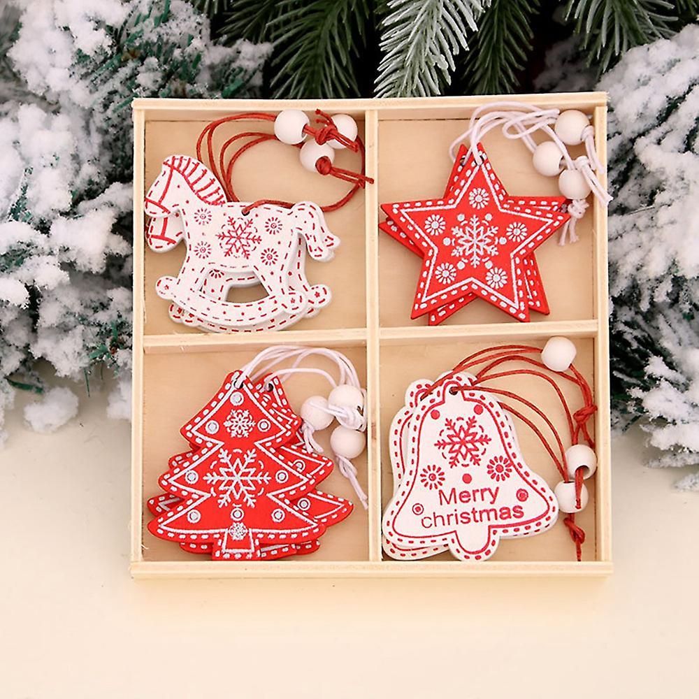 12pcs Christmas Pendants Trojan Horse Five-pointed Star Tree Bell