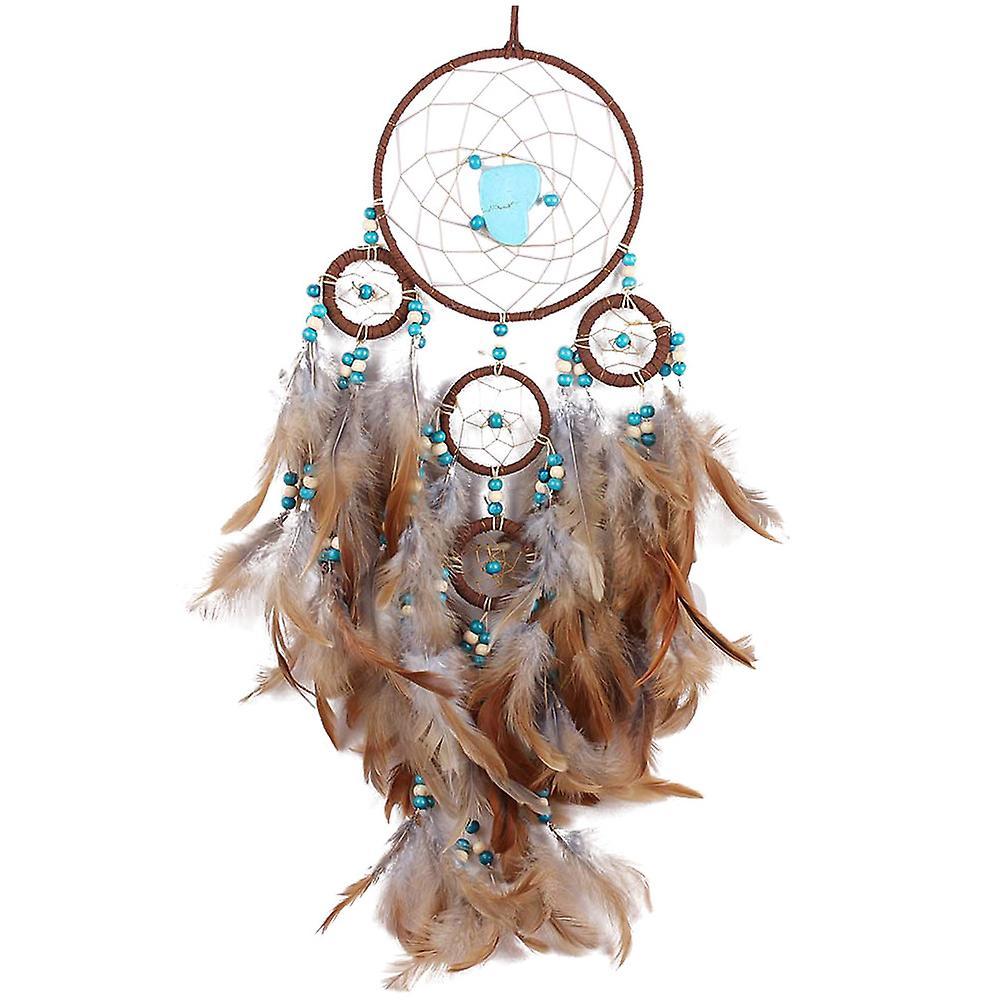 Dream Catcher Five Ring Feather Pendant Children's Room Wall Mount