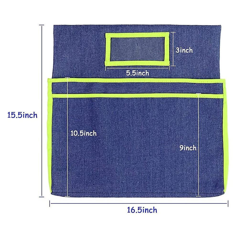 Chairback Pocket Chart with 2 Storage Pocket,for Classroom (green)