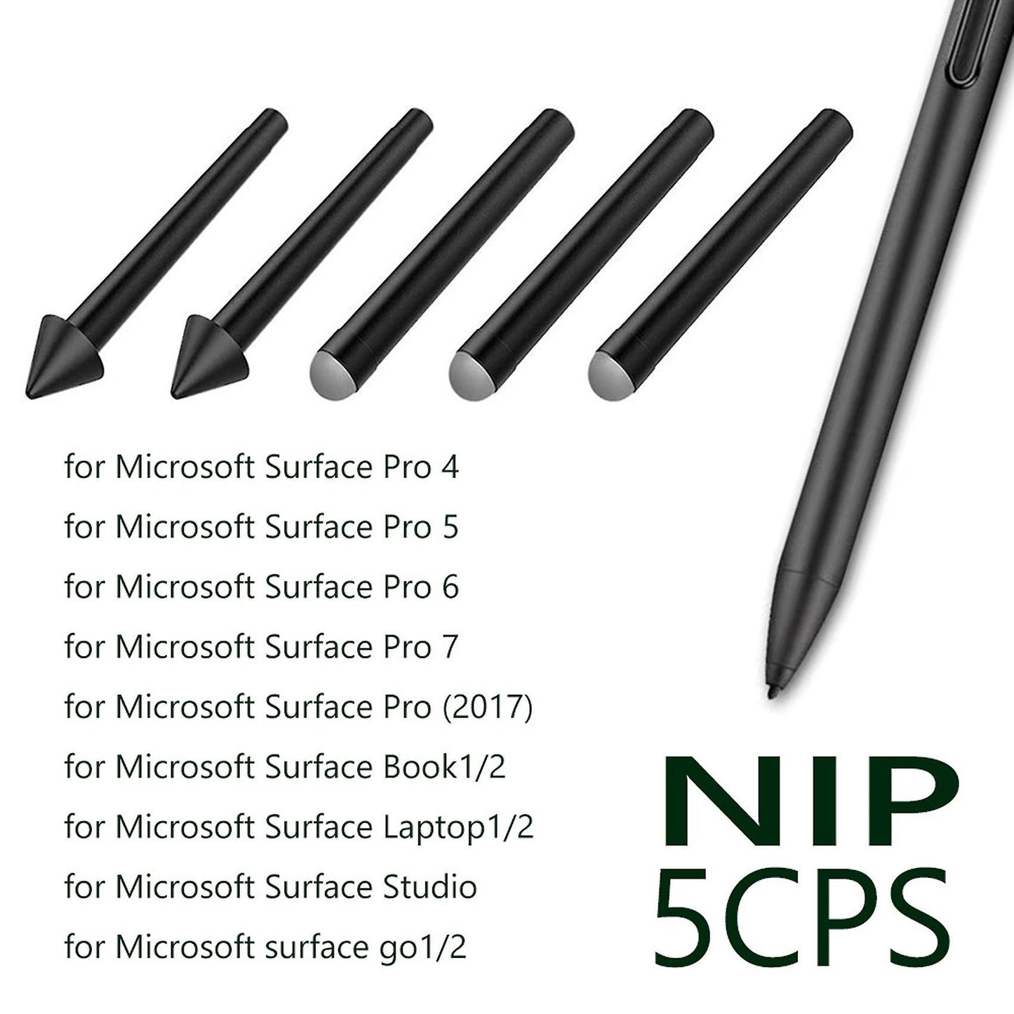 5 Pcs Pen-tip Replacement Kit for Surface Pro 7/6/5/4/book/studio/go
