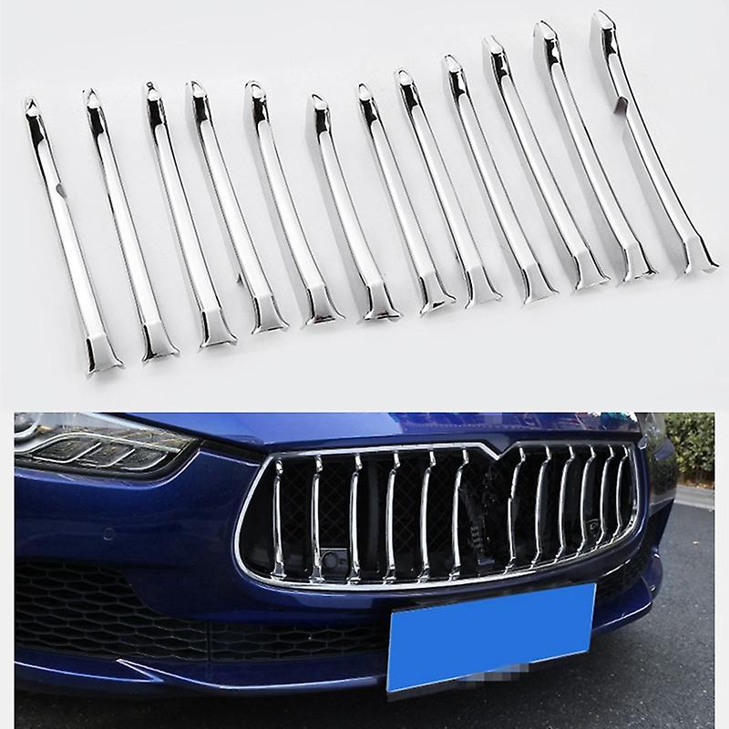 Car Front Grill Decor Bright Strip Silver Abs Chrome Exterior Trim