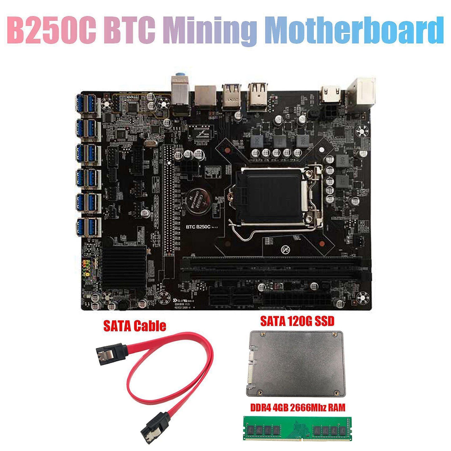 Btc B250c Mining Motherboard with Ddr4 4gb 2666mhz Memory