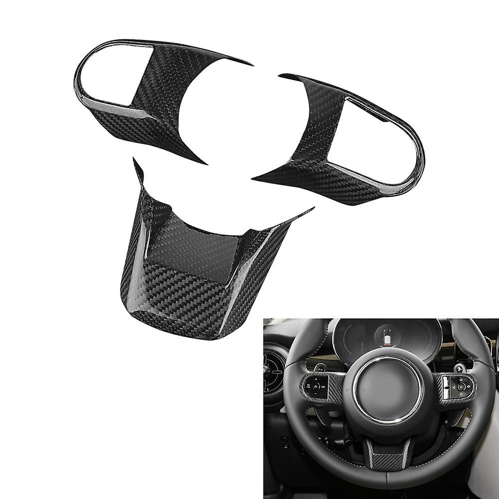 3pcs Car Carbon Fiber Steering Wheel Panel Cover Trim Decoration B