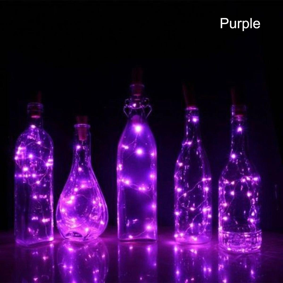 1pcs Solar 2m Cork Shaped 20 Led Night Fairy String Light Purple