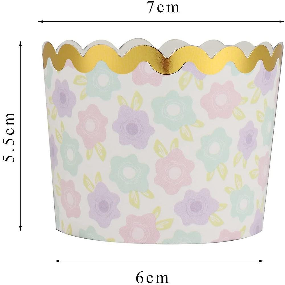 50 Pcs Colorful Greaseproof Paper Baking Cups 5 Oz Cupcake Paper A
