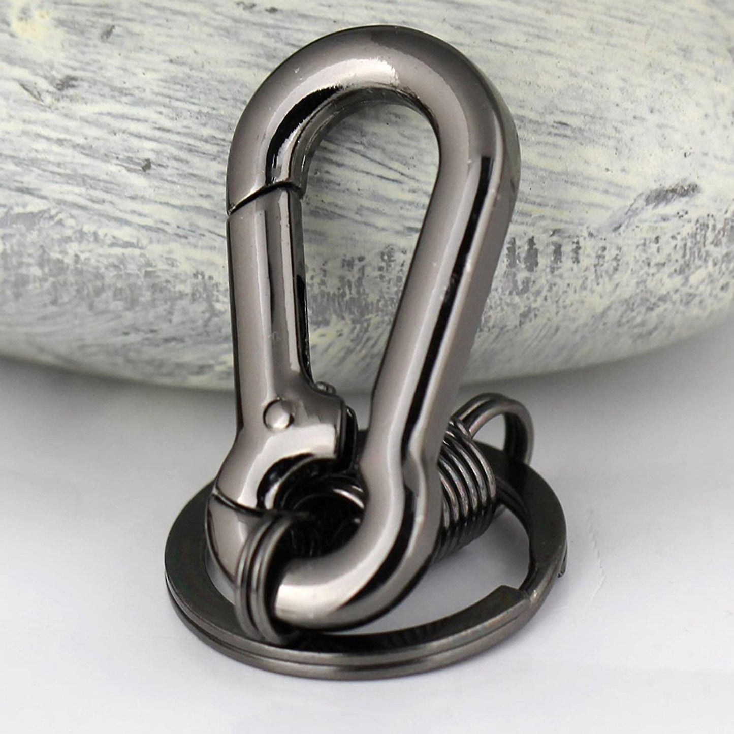 4x Sturdy Carabiner Key Chain Key Ring Polished Key Chain, Black