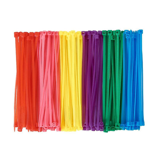 600 Pieces (100 Per Color) Small Colored Zipper Ties