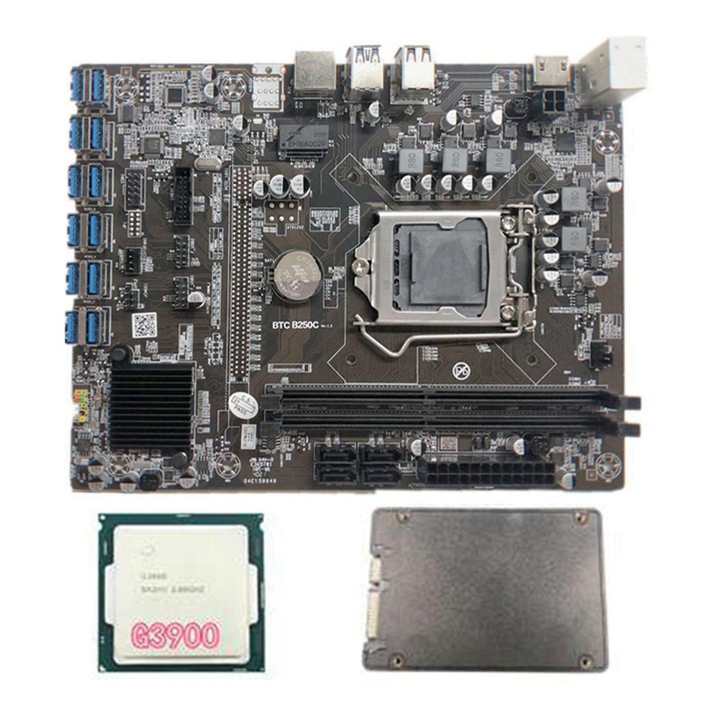 B250c Btc Mining Motherboard with G3900 Cpu+ Ssd for Btc Miner Mining