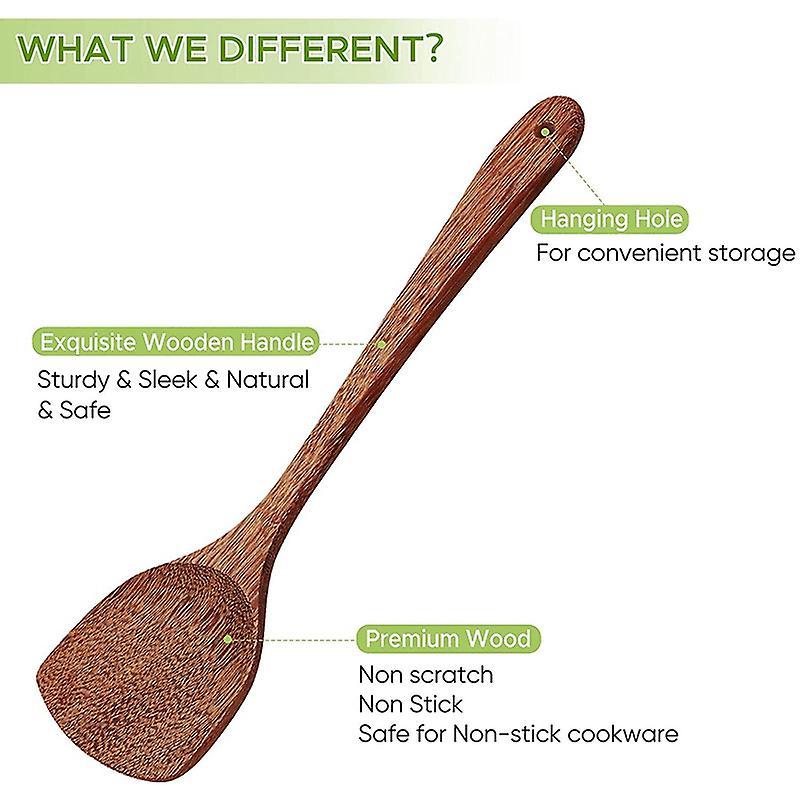 2 Pack Wooden Spatula for Cooking,wooden Wok Spatula By Natural Wood