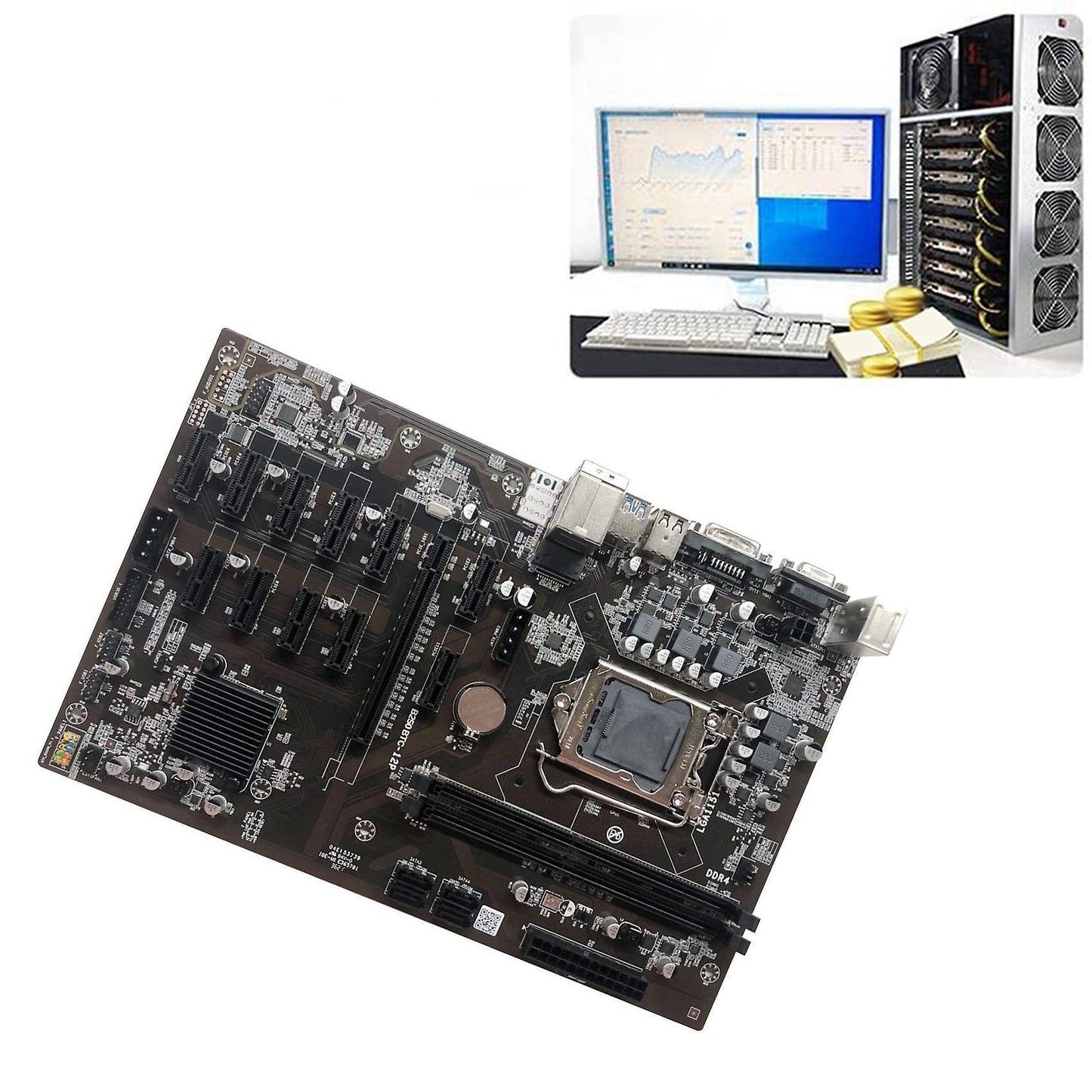 B250c Btc Mining Motherboard with Ddr4 2133mhz 4g Ram+sata