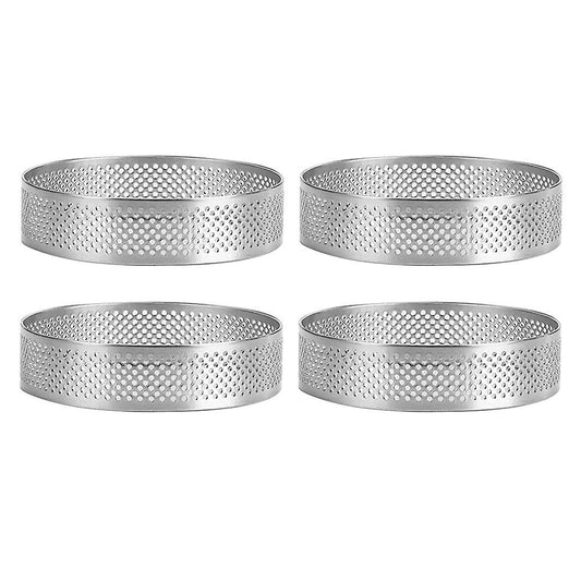 4 Pack Stainless Steel Tart Rings 2.4in,perforated Cake Mousse Ring