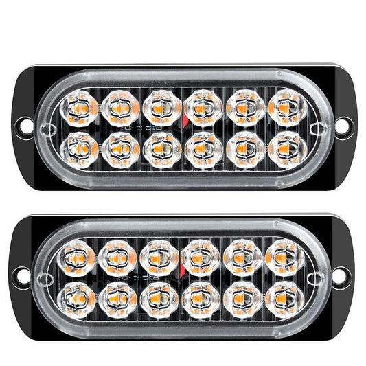 2pcs Led Strobe Warning Light Strobe Grille Flashing Amber Yellow