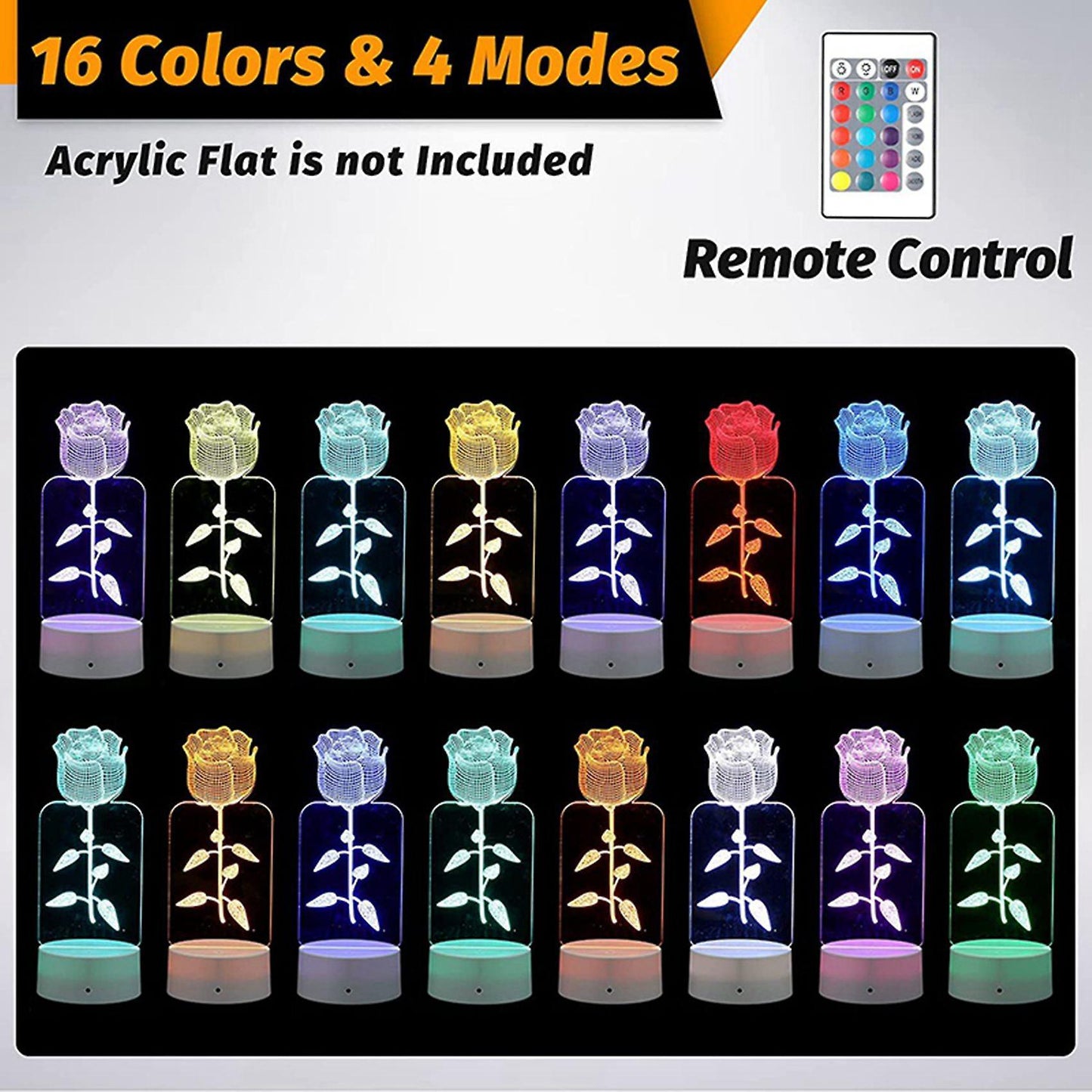 18 Pieces 3d Led Light Base, for Acrylic and Resin Glass (white)