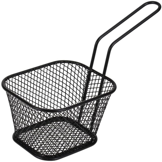 1pcs Mini Square Fry French Fries Mesh Fryer Serving Basket Black