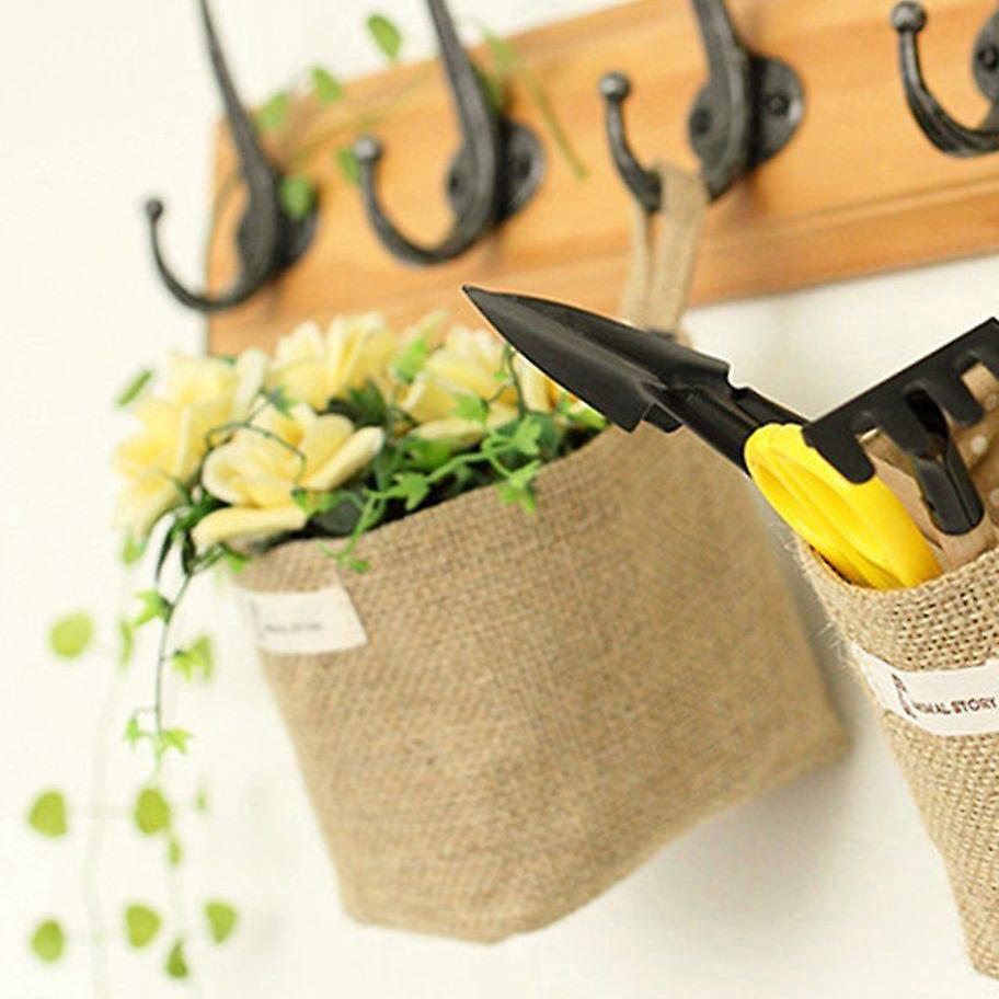 Cotton Linen Flower Pot Hanging Jute Storage Bag(blue Point)