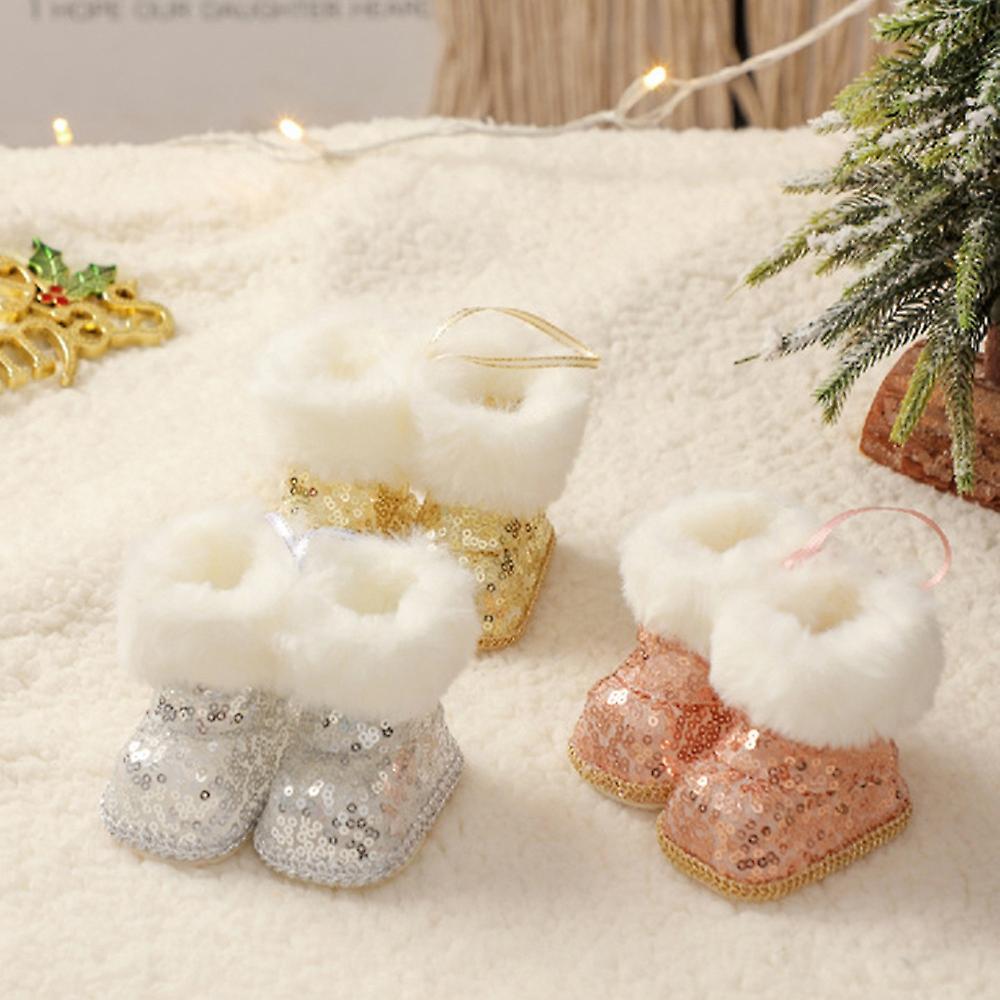 Christmas Plush Boot Shoe Toy Xmas Tree Hanging Pendant Ornaments, B