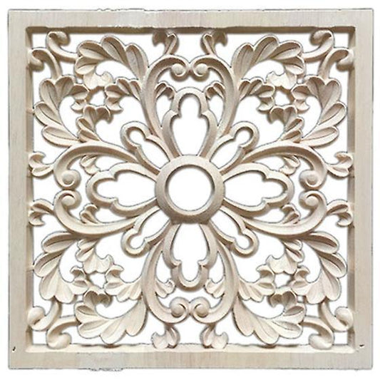 1x Rubber Wood Carved Onlay Applique Diy Decor #f:20*20cm