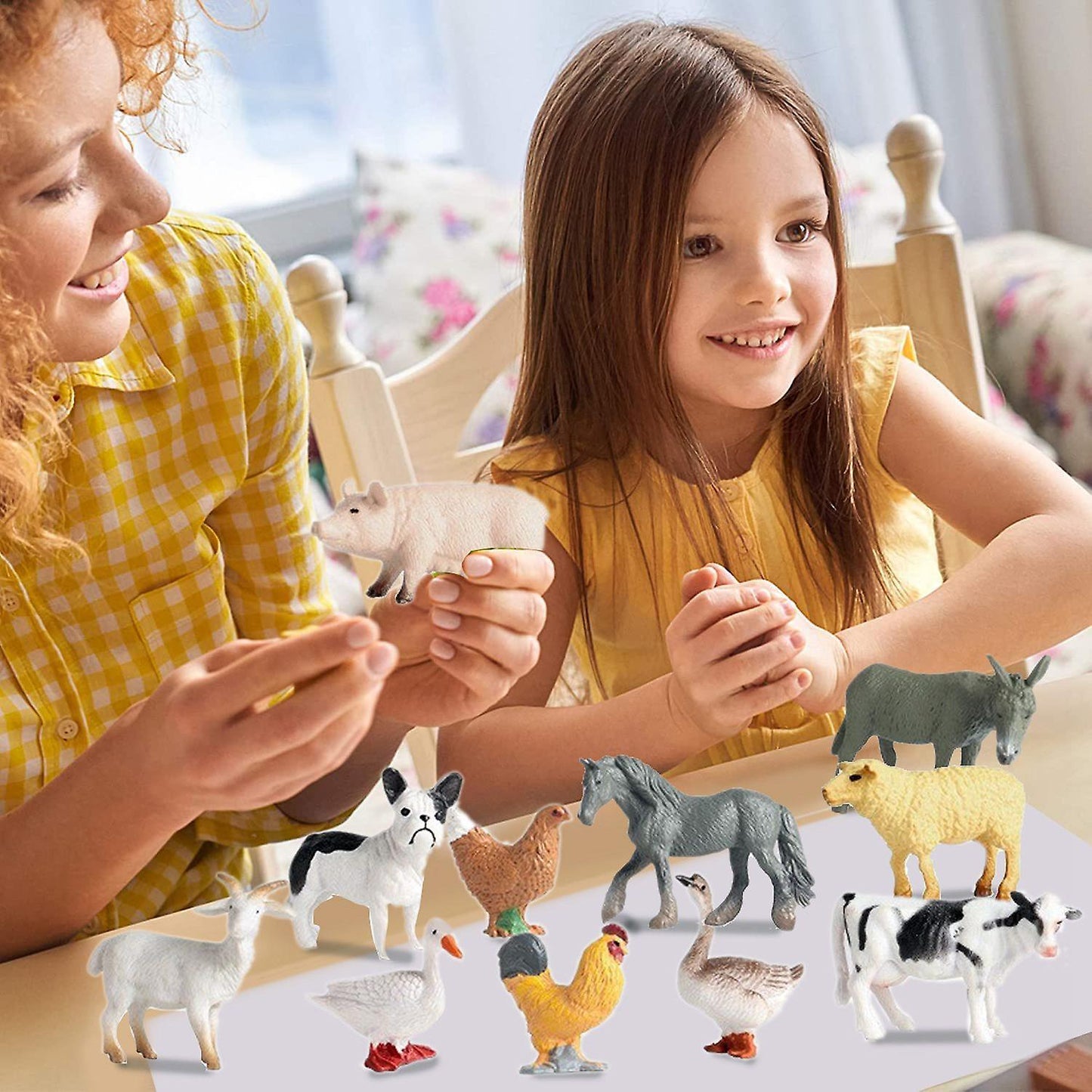 12pcs Tiny Farm Animal Figures Toy, for Kids Children Toddlers