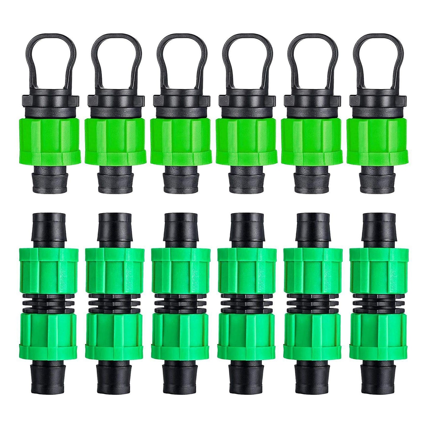 12 Pcs Drip Irrigation Coupling and Tubing End Cap Plug Set 1/2 Inch