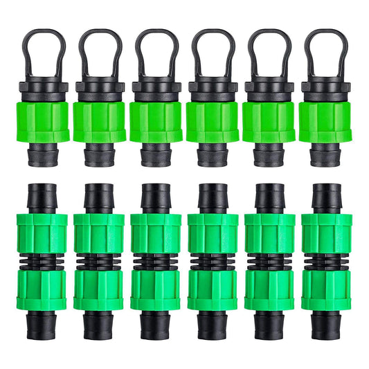 12 Pcs Drip Irrigation Coupling and Tubing End Cap Plug Set 1/2 Inch