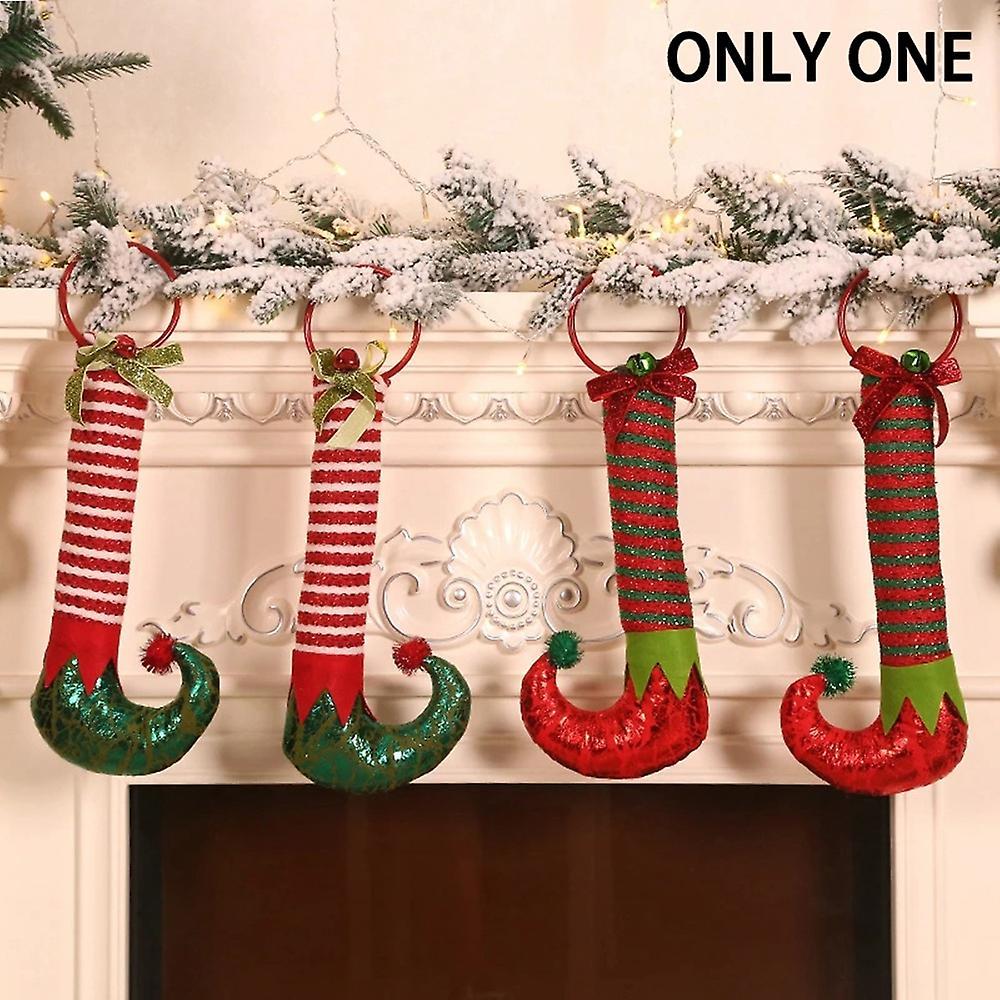 Christmas Decorations Elf Feet Iron Hoop Door Ring Ornaments-green
