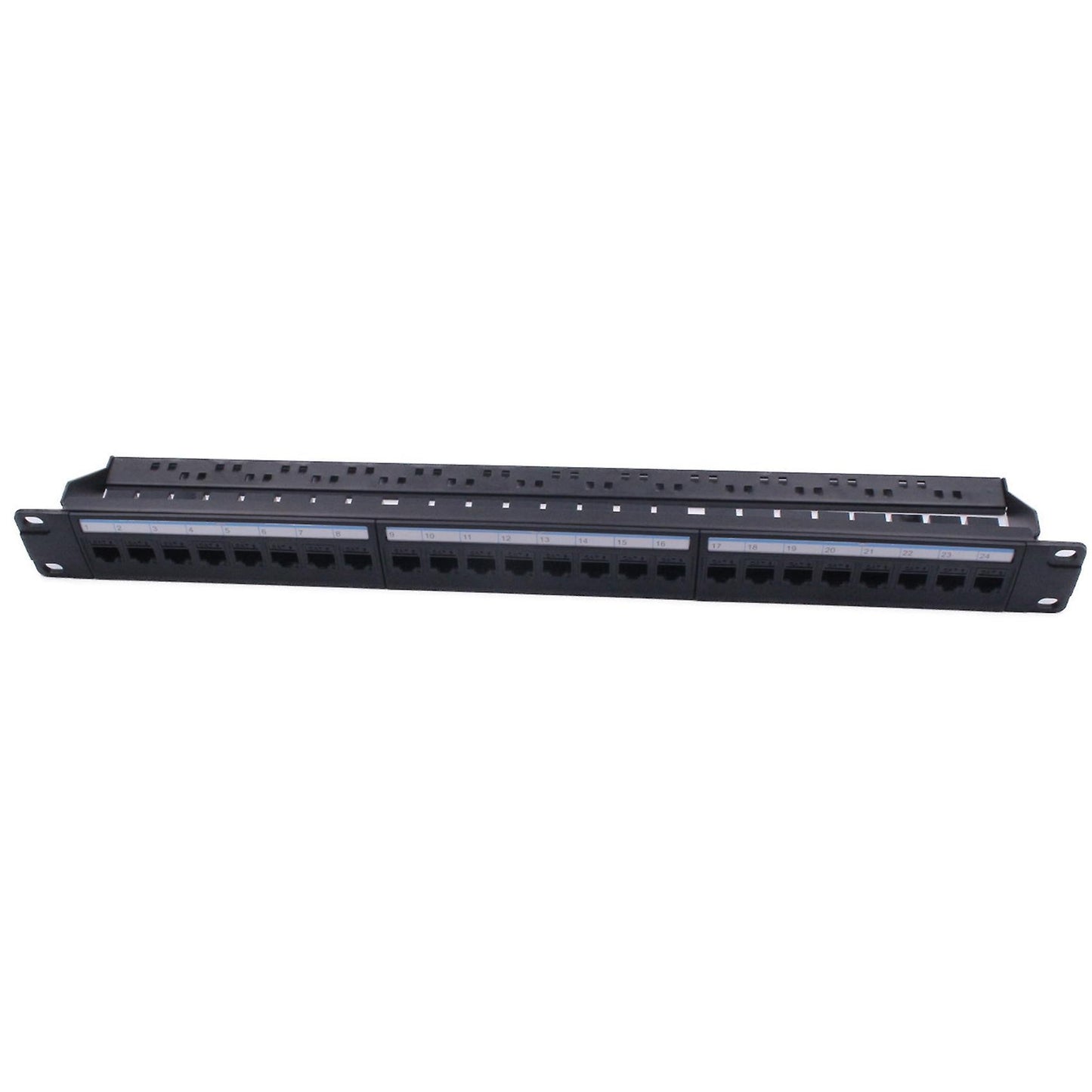 2x 19in 1u 24 Port Straight-through Cat6a Patch Panel Adapter Frame
