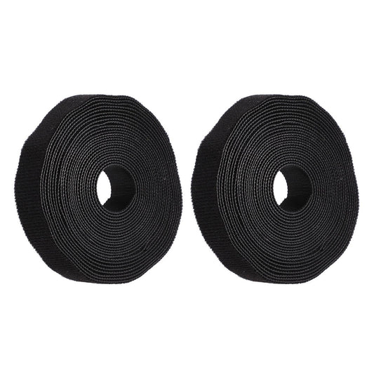 2x Fastening Tape 2cm Hook & Loop Fastening Tape Cable Ties 5m Black