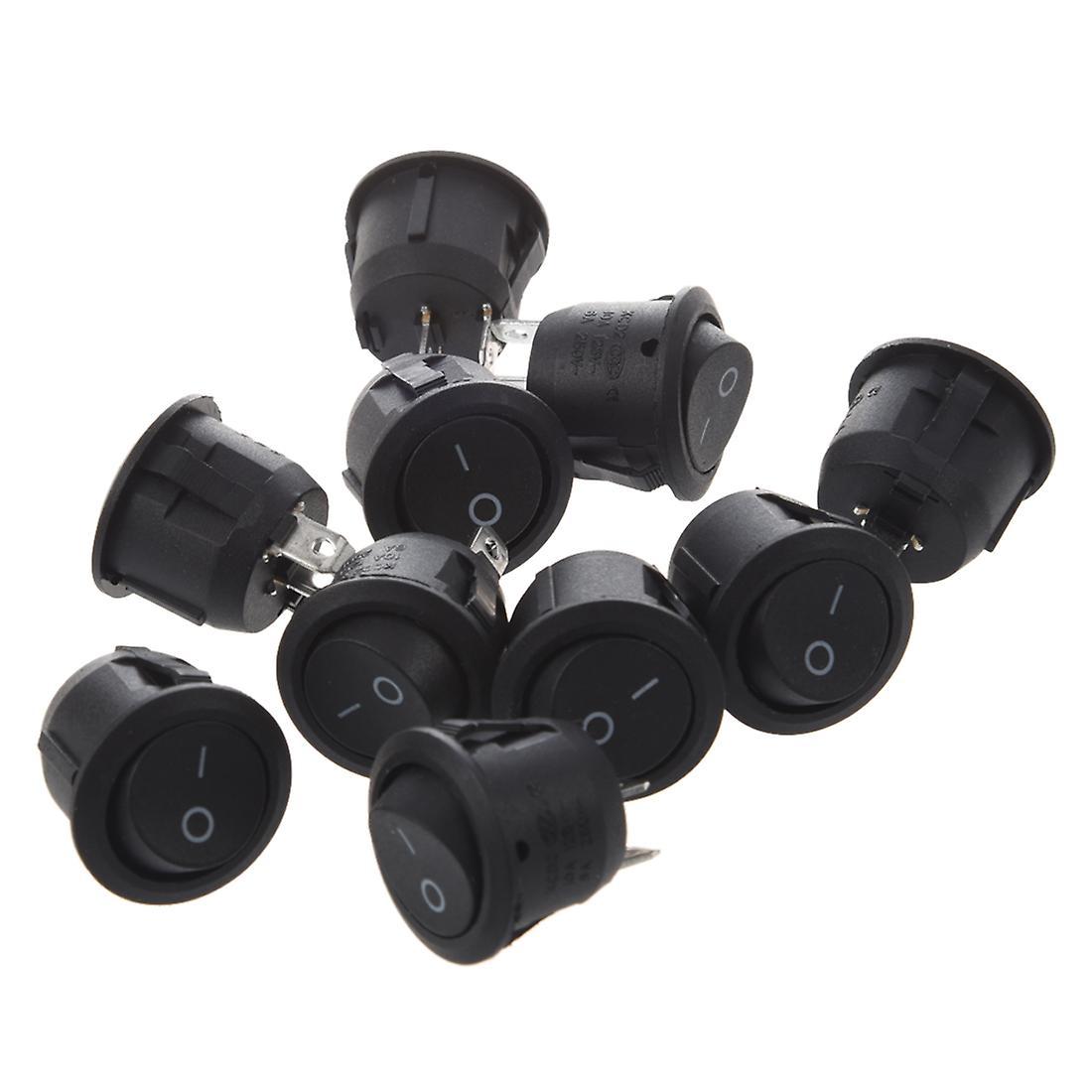 10pcs Ac 6a 10a 250v On Off Snap In Spst Round Boat Rocker Switch Black