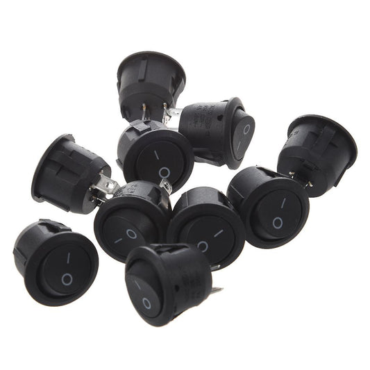 10pcs Ac 6a 10a 250v On Off Snap In Spst Round Boat Rocker Switch Black