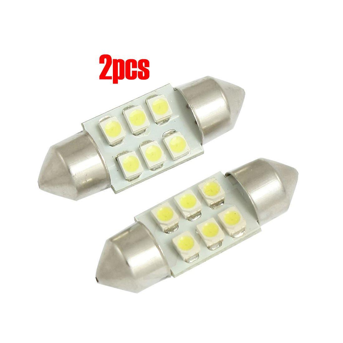 2 Pcs 31mm White 3528 Smd 6 Led Festoon Dome Map Light De3175 De3021 Bulb for Car