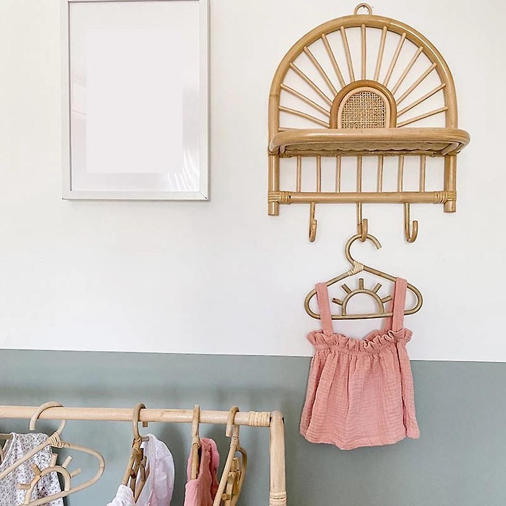 Rattan Kids Hanger Kids Garments Organizer Room Decor Hanger-rainbow