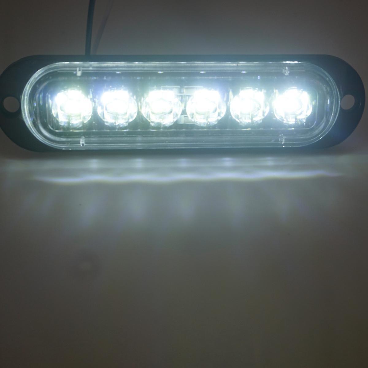 4pcs 6led Led Light Head Emergency Beacon Hazard Warning Light White