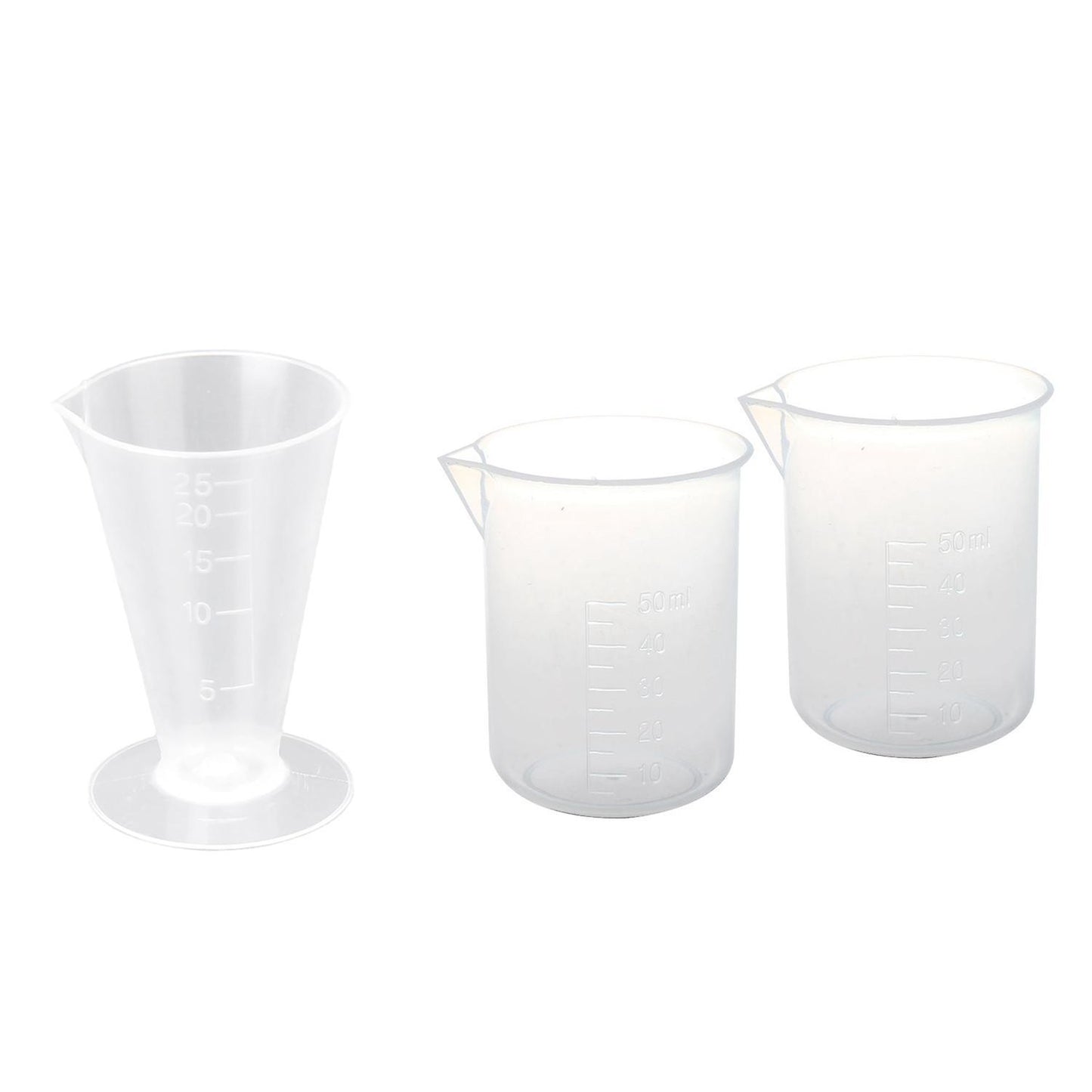 2 Pcs 50 Ml Laboratory Plastic Water Liquid Measuring Cup Transparent