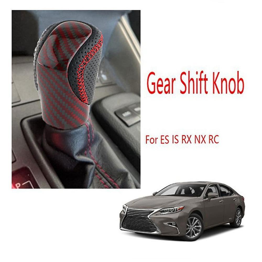 Car Carbon Fiber Red Pu Leather Gear Ball Head for Lexus Es Is Rx