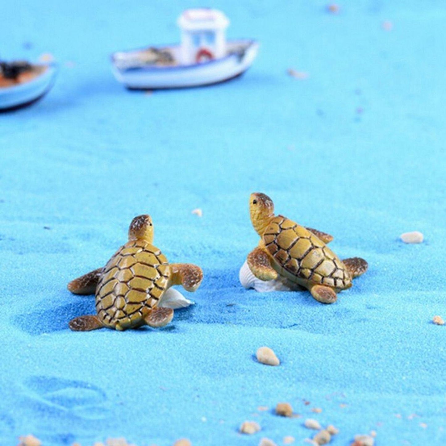 2x Mini Sea Turtle Model Resin Figurines Fish Tank Accessories