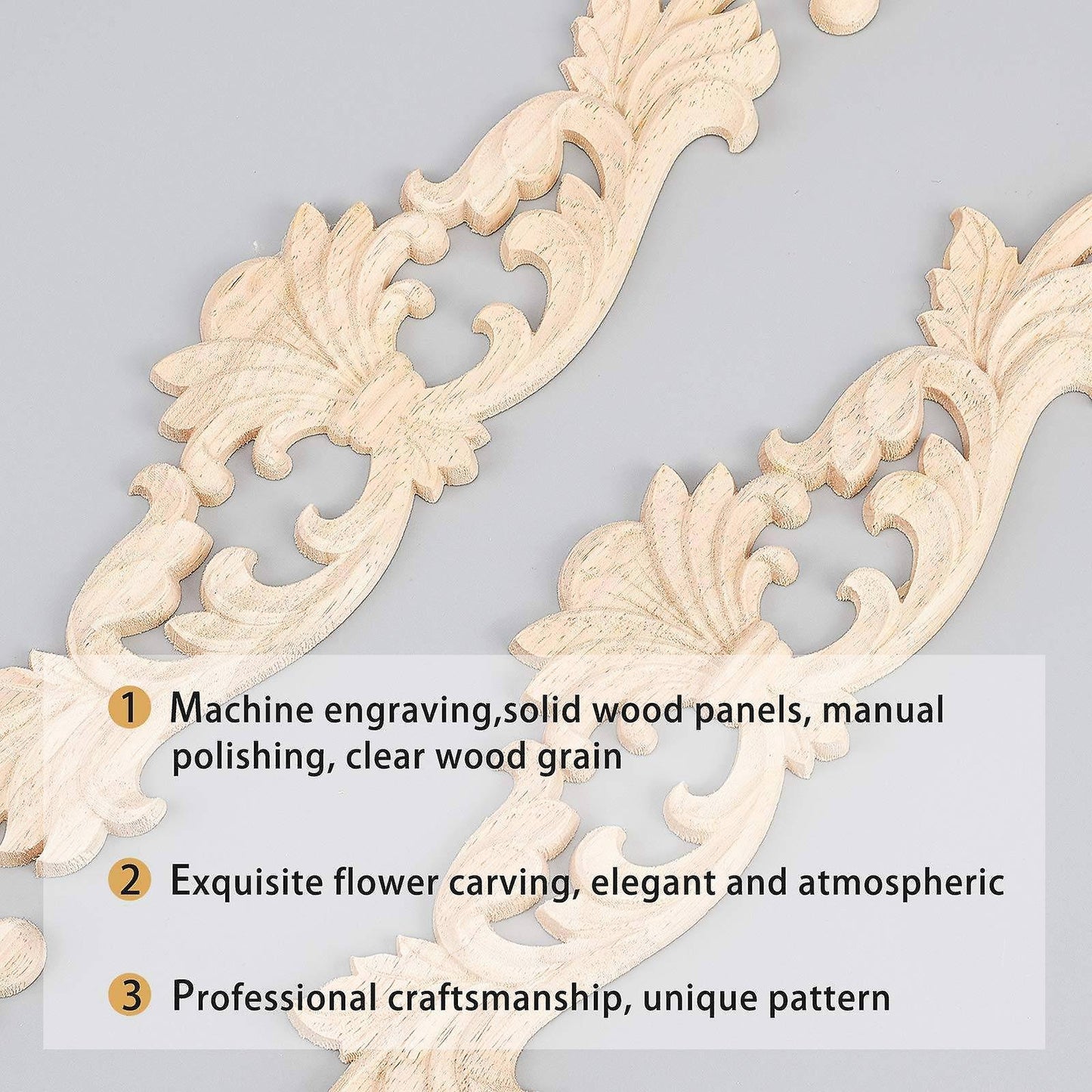4pcs Wooden Carved Onlay Appliques for Home Door Cabinet Decoration