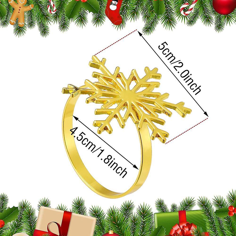 Snowflake Napkin Rings for Christmas Holiday Table Decoration(gold)