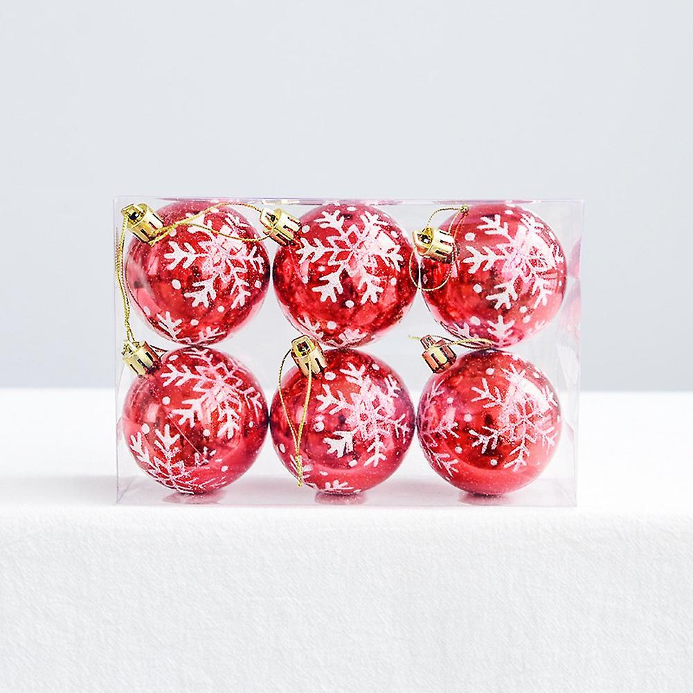 6pcs 6cm Christmas Balls Christmas Tree Decorations Gift -red