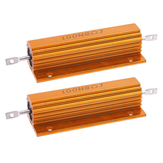 2x Gold Aluminum Clad Power Resistor Resistance 100w, 8 Ohm 8r