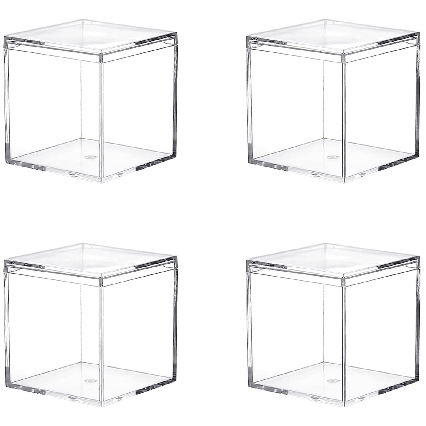 4 Pack Plastic Containers 2.5x2.5x2.5inch for Candy Pill and Jewelry