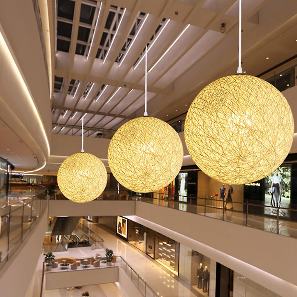 White Bamboo, Rattan Chandelier Spherical Rattan Nest Lampshade