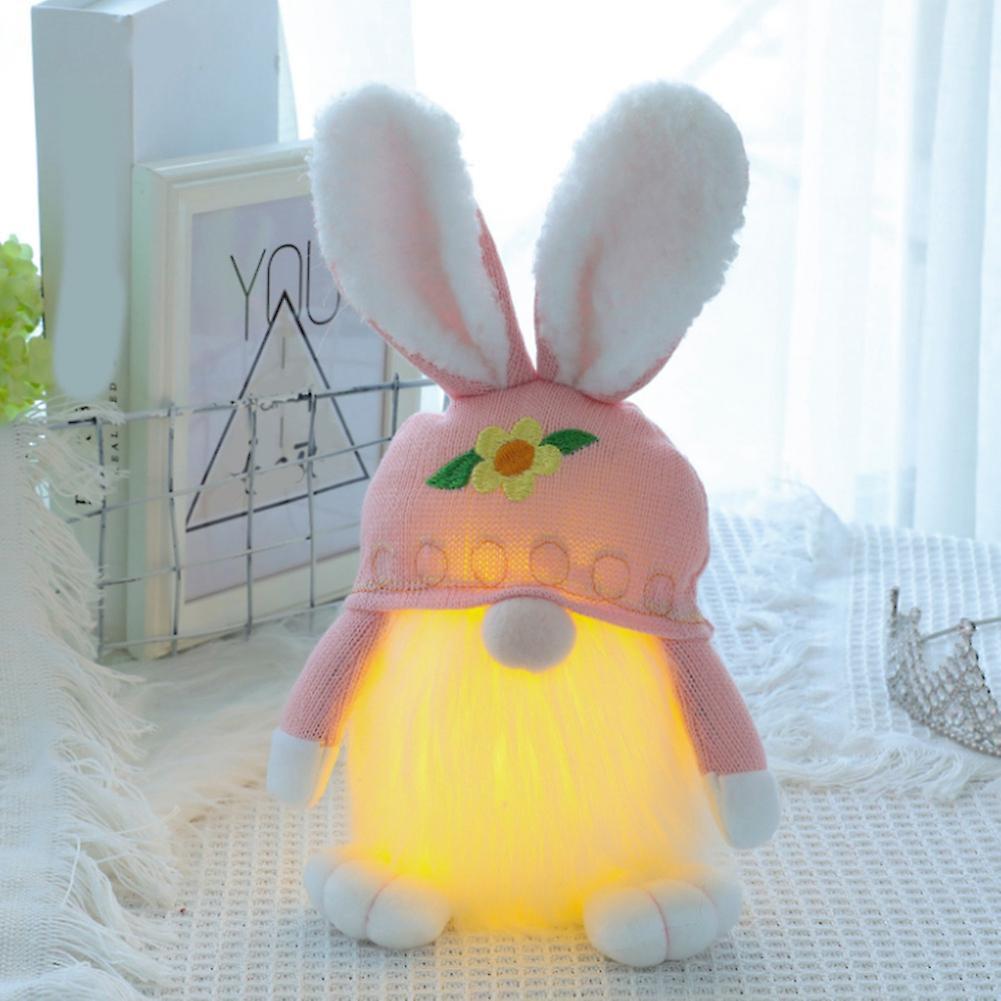 Easter Bunny Ornament with Lights Knitted Wool Hat Rabbit Doll, Blue